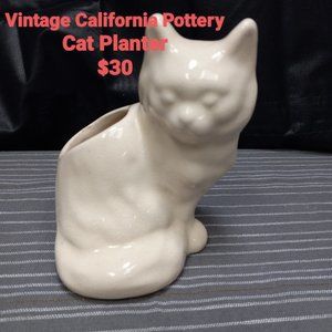 VINTAGE CALIFORNIA POTTERY CAT PLANTER